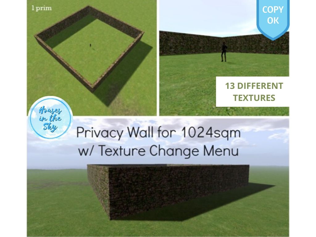 ‘Enchanted Stone’ Privacy Wall for 1024 sqm (with 13 different textures) *Copy OK version* now available at #HousesintheSky #SecondLife #SLMarketplace Store